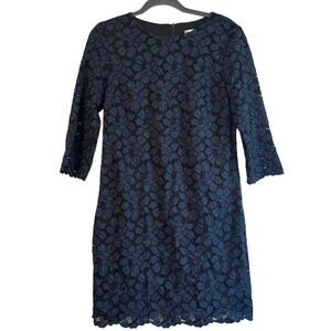 Jude Connally Blue Black Floral Lace Dress Size S